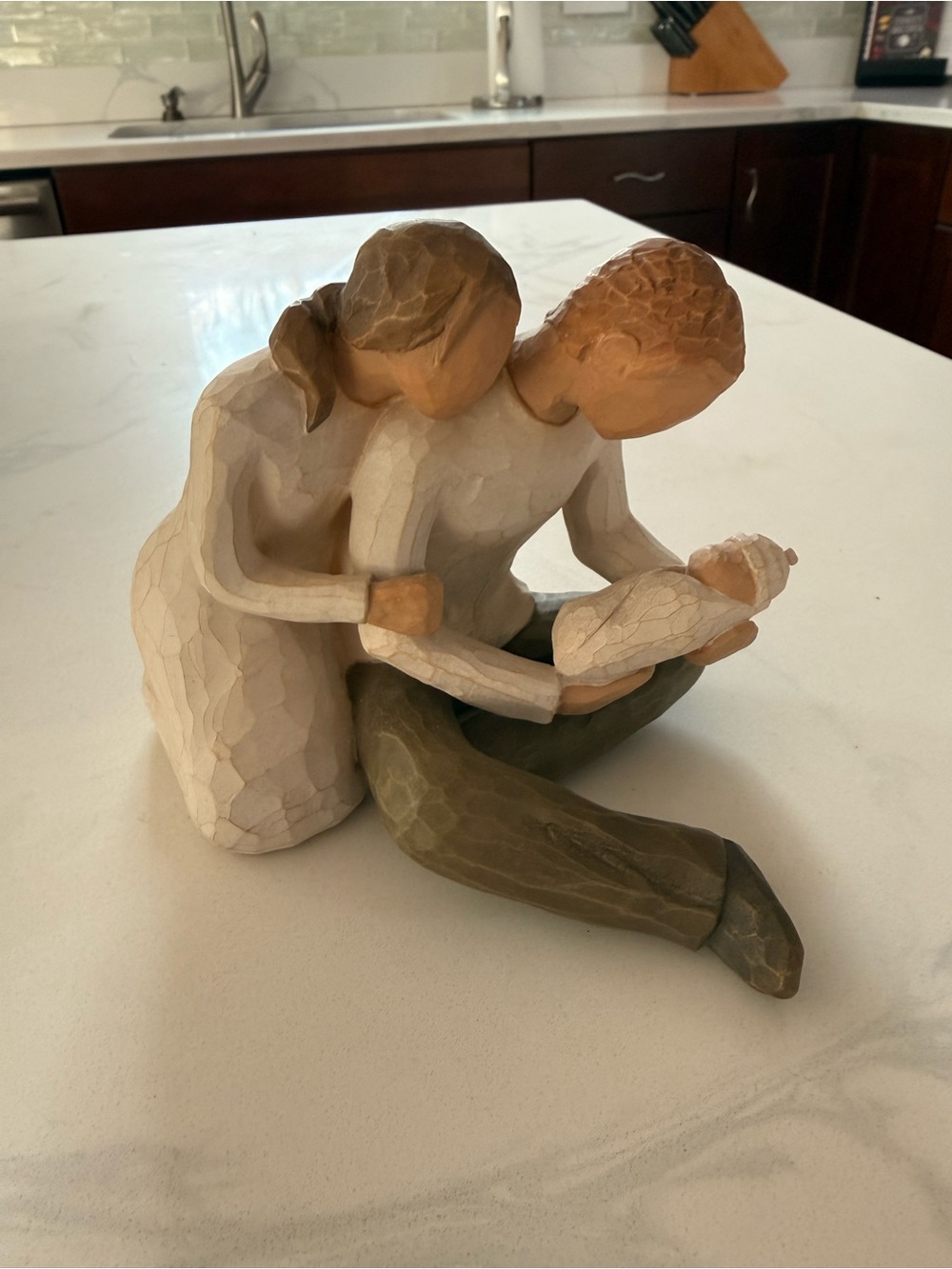 Willow Tree Family Figurine in Cream, Brown - Embrace with Baby